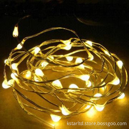 Copper wire LED battery string light with warm white LED,3 x AA battery box